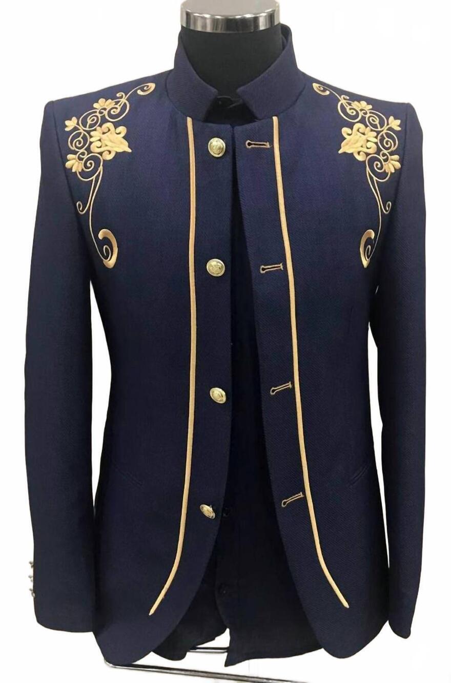 NEW UNITED GARMENTS men's broid blazer in nvy